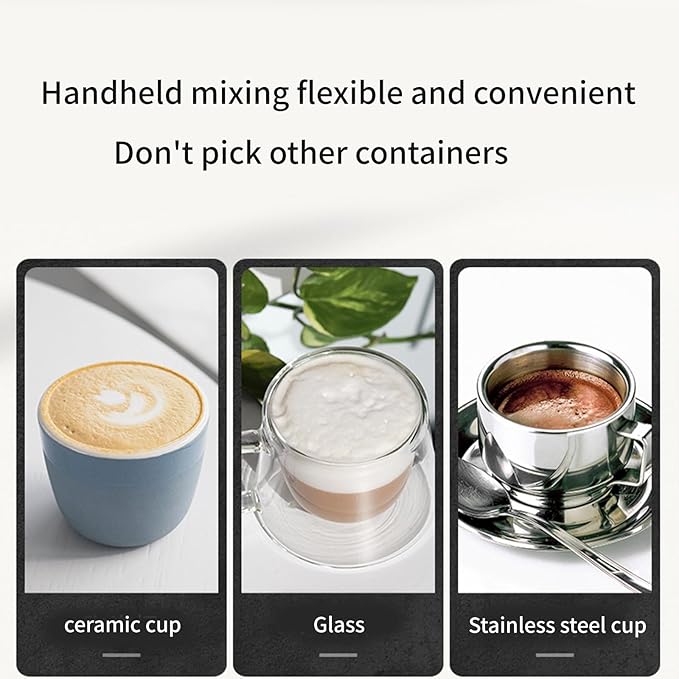 Electric Milk Frother Handheld Whisk Suitable for Coffee and Hot Chocolate with and Ergonomic Grip