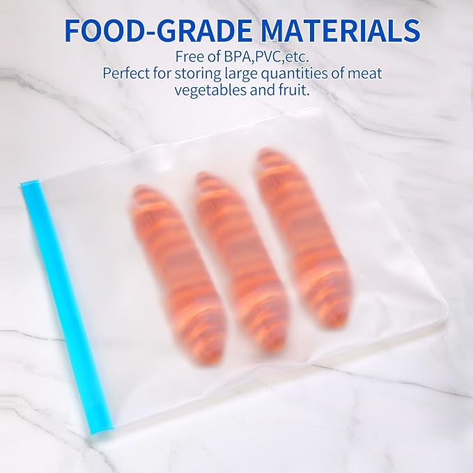 4 Pack Reusable 3 Gallon Freezer Bags Dishwasher Safe, BPA Free Reusable Freezer Bags 3 Gallon 16"x18", Leakproof Large Storage Bags for Food, Clothes, Travel, Moving (Multicolor 4 Pack)