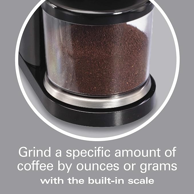Hamilton Beach Professional Hamilton Beach Professional Stainless Steel Conical Burr Digital Coffee Grinder, 39 Adjustable Grind Settings, Black (80405)