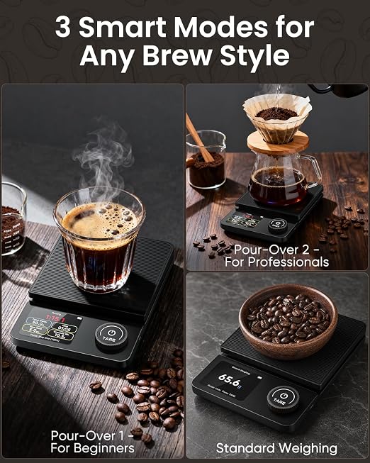 INSMART Coffee Scale with Timer, Rechargeable Digital Coffee Scale with App Sync 5kg/0.1g High Precision, Coffee Bean Weighing, Barista Brewing, Adjustable Ratios & Flow Rate Display, for Pour-Over