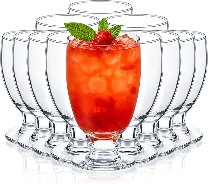 Patelai Set of 12 Water Goblet, 10.5 oz Clear Drinking Glasses Bulk Dishwasher Safe, Stemmed Water Glass for Juice Wine Beer Tea Sangria Cold Beverages, Reusable Glassware for Home Party Restaurant