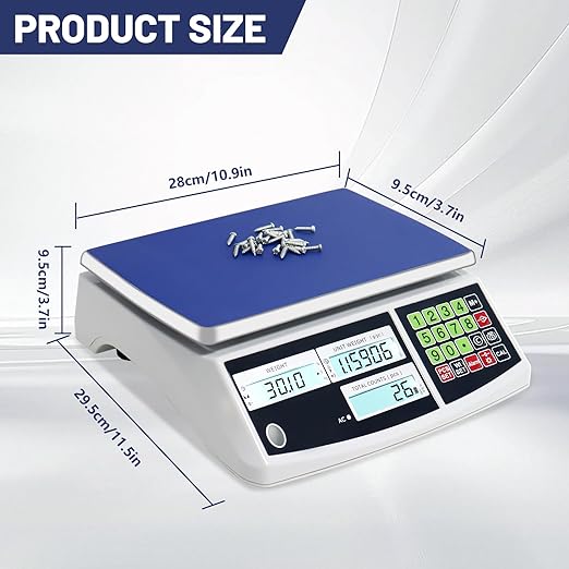 Industrial Counting Scale (30kg/66lb, 0.1g), g/kg/lb, Coin Scale, Precision Electronic Gram Scale for Parts and Coins,Digital Inventory Scale with Alarm Mode