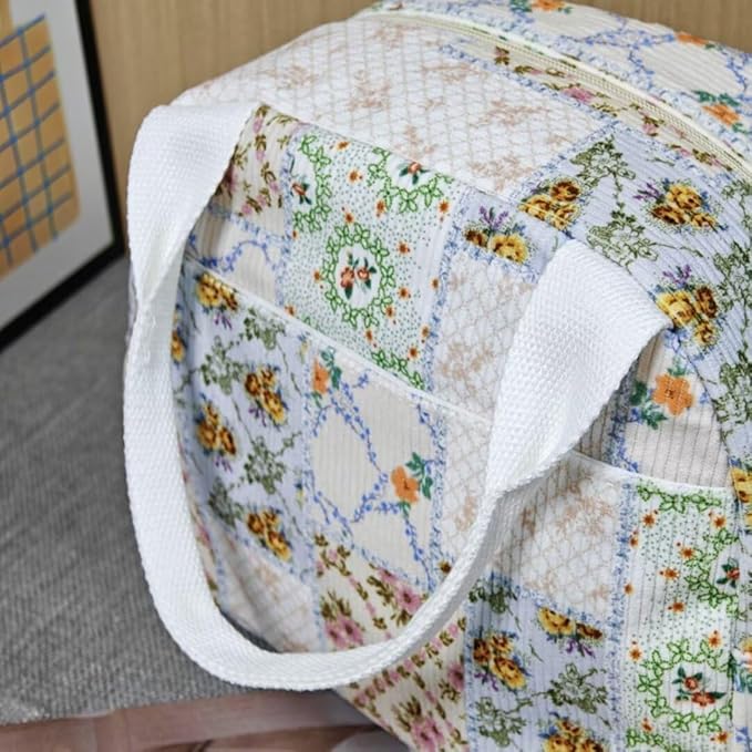 Lunch Box for Women, Reusable Insulated Lunch Box Floral Tote Bags Corduroy Totes for Women Office Work Travel Picnic