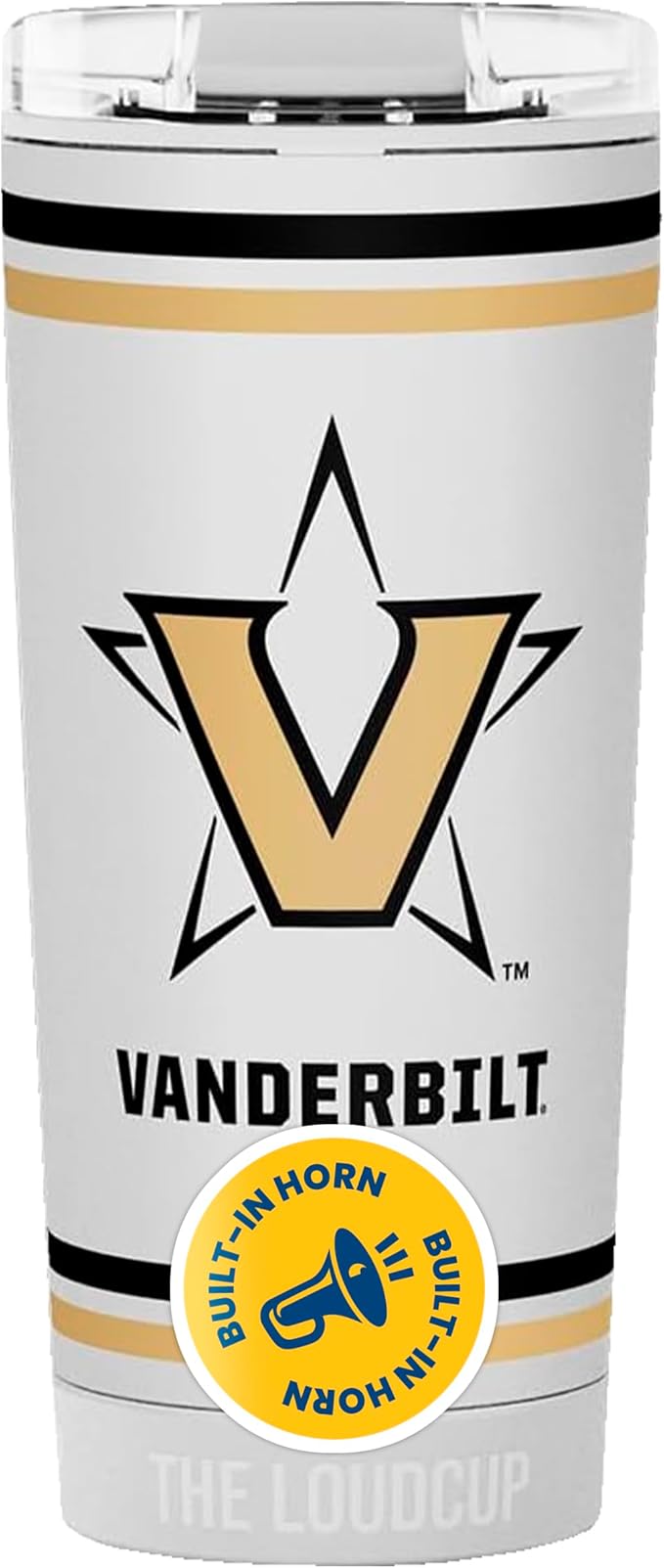 The LoudCup Blow Horn Tumbler, Cheer & Sip 2-in-1 Reusable Water Bottle with Built-In Horn for Sports Games, Tailgates, Parties & Events, BPA-Free, 16 oz, Vanderbilt University