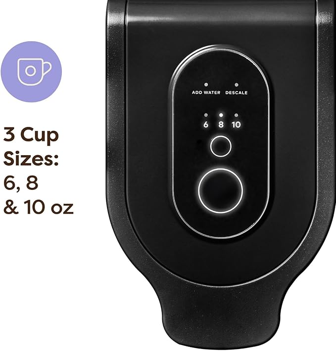 K-Express Essentials Single-Serve KCup Pod Coffee Maker 3 Cup Sizes Fast Fresh Brew 30oz Removable Water Reservoir Travel Mug Friendly Maintenance Alert Space-Saving (Black)