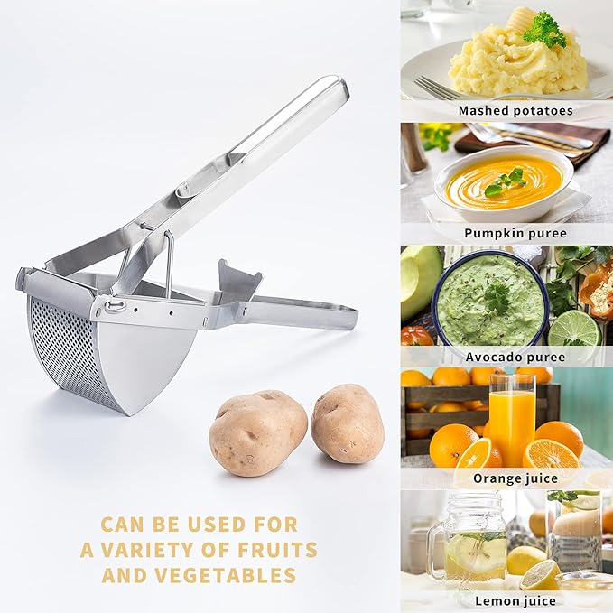 Potato Masher Choxila,[Good Grip] Potato Ricer Stainless Steel Professional Masher Kitchen Tool Fruit Press Baby Food Masher