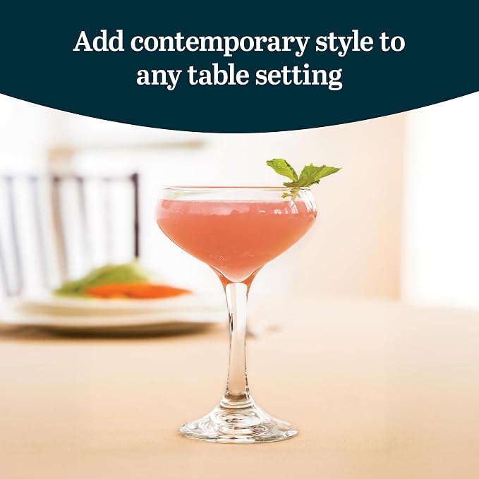 Libbey 3055 Perception Cocktail Coupe Glasses Set of 12, Elegant, Curvaceous Coupe Martini Glasses, 8.5 Oz Stemmed Champagne Coupe for Beverages
