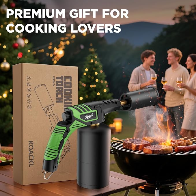 KOACKL Powerful Propane Torch, Propane Torch Head, Cooking Culinary Torch Lighter, Charcoal Lighter, Sous Vide Searing Steak, BBQ, Grill, Outdoor Campfire Charcoal Starter(Tank Not Included)