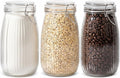 ComSaf 3pcs 50oz Ribbed Glass Jars with Airtight Clamp Lids, Large Vintage Canisters for Flour, Sugar Storage & Fermenting, Wide Mouth for Pantry Organization & Countertop Decor