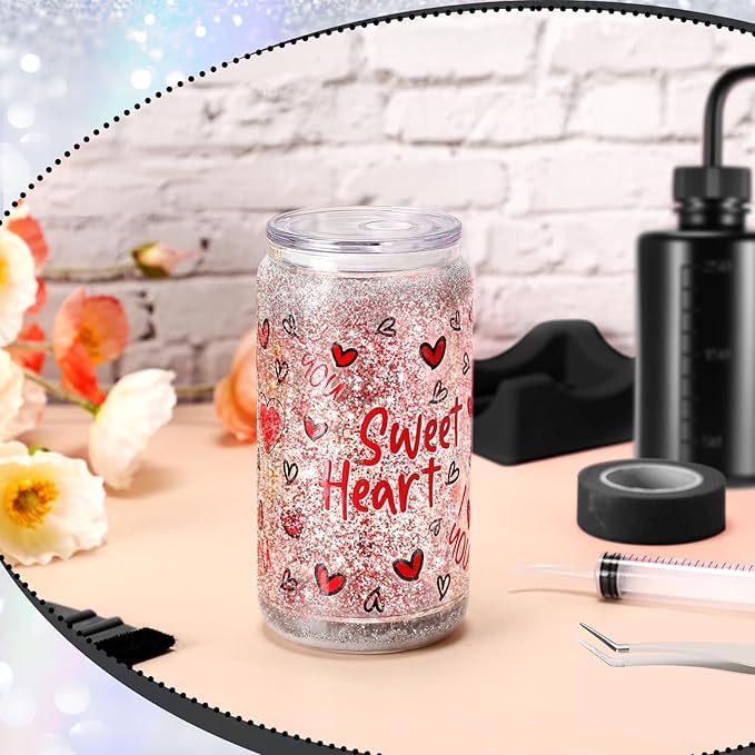 Datanly 10 Pcs Snow Globe Tumbler Supplies for Glitter, Snow Globe DIY Kit-Plastic Squeeze Bottle Silicone Cup Cradle Funnel Tweezers Bent Syringe for Cup Making Tumbler Craft Supplies (Black,White)