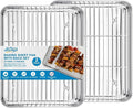 Herogo Stainless Steel Quarter Sheet Pan with Wire Rack Set(2 Pans + 2 Racks), 9 x 13 x 1 Inches Metal Baking Tray Set for Cooking & Roasting, Nontoxic & Easy Clean