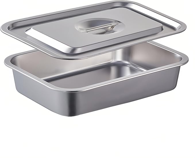 4 Inch Extra Deep Lasagna Baking Pan with Lid, 11x14 Inch 7.4QT Large Stainless Steel Nonstick Lasagna Baking Roasting Pans Casserole Dishes for Oven with Lids(M, 1 Pack)