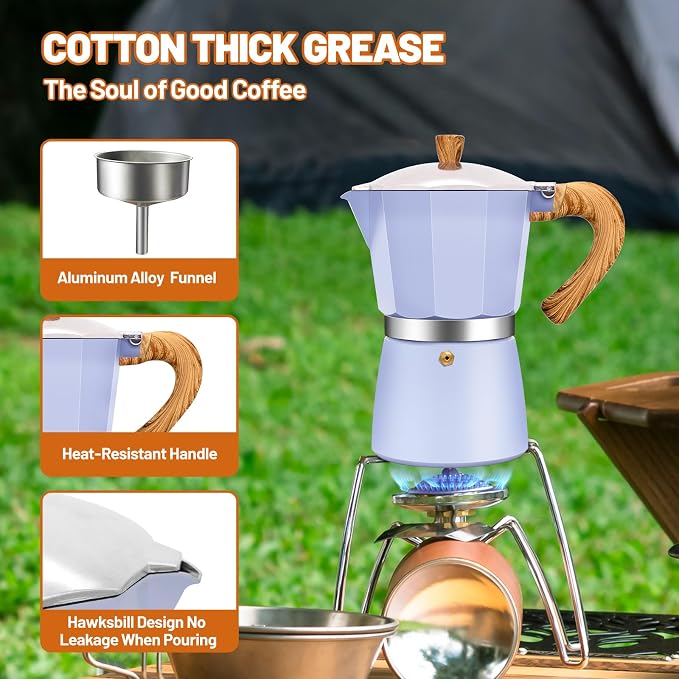 9 Cup Aluminum Espresso Stovetop Moka Pot Express Coffee Maker Percolator Italian Classic Mocha Coffee Machine for Italian and Cuban Cafe Brewing for Home & Camping 450ml 15oz