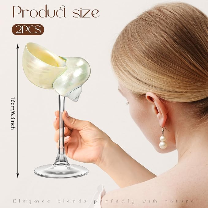 Conch Shell Wine Glasses Wedding Wine Cup Martini Goblet Cocktail Drinkware Drinking Stemware for Valentine Birthday Wedding Bridesmaids Anniversary Party(White Conch,Clear Base,2 Pcs)