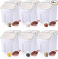 Sunnyray Flour Storage Container Bin,Rice Storage Containers with Wheels Seal Locking Lid, BPA Free with Measuring Cup Scoop for Rice Grain Pet Food Flour(55 Lbs,Beige,6 Pcs)