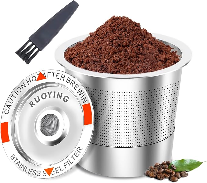 Double Layer SUS304 Reusable K Cup Filter, Fits Keurig 1.0 & 2.0 Brewers