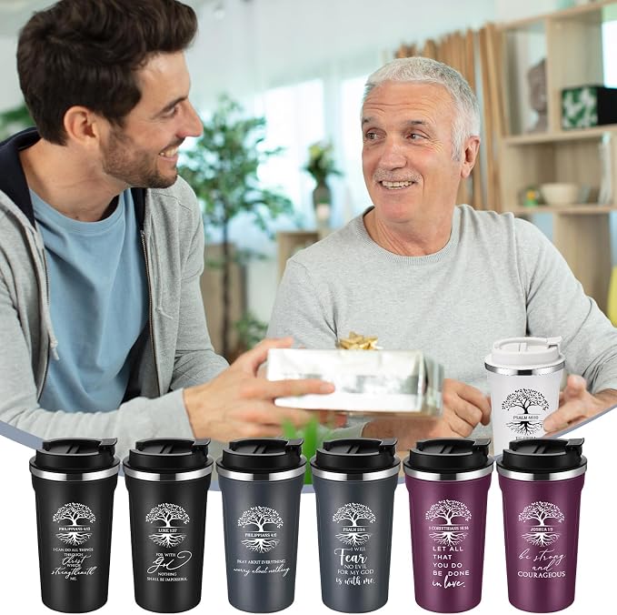 Meanplan 10 Set Fathers Day Christian Gift Bible Verse Tumbler Bulk 17oz Coffee Mug Religious Jesus Christian Tumbler Cup Gifts for Women Mom Teacher Church Pastor (Tree of Life)