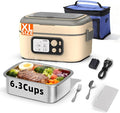 Cordless Electric Heated Lunch Box for Adults, XL 6.3-Cups Rechargeable Battery Powered Smart Self Heating Lunchbox for Men Women, 100W Food Warmer for Trucks Driver Travel Office Worker