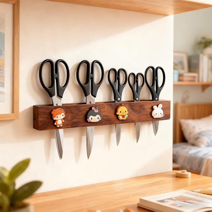 16 Inch Magnetic Knife Holder for Wall Wooden Magnetic Knife Strip Under Cabinet Magnet Knives Storage Kitchen Knife Rack kitchen Magnetic Utensil holder for Kitchen Utensils & Tools, Walnut