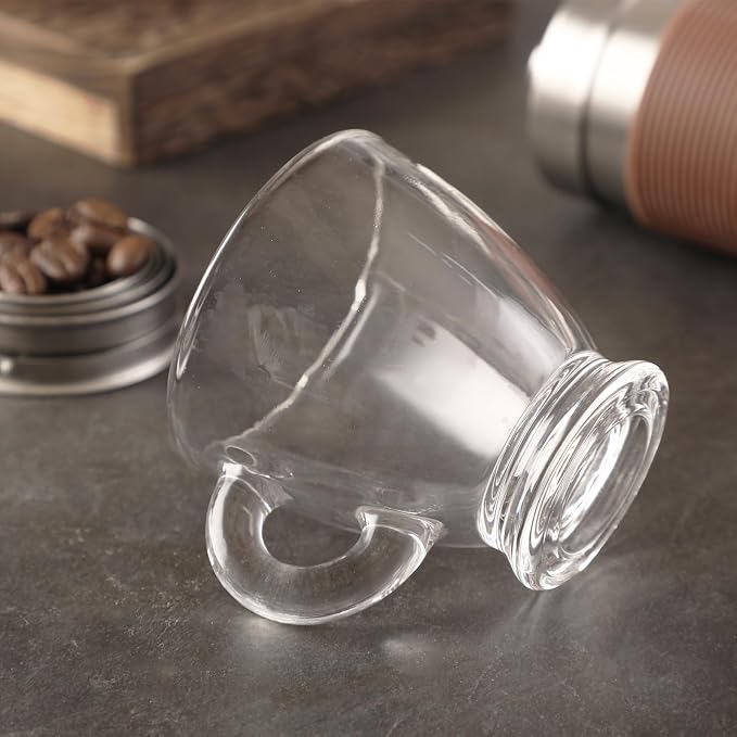 Espresso Cups with Saucers and Spoons Set of 6, Glass Demitasse Cups for Cappuccino Latte Café Mocha Tea and More Beverage, 3.2OZ/95ML, Clear