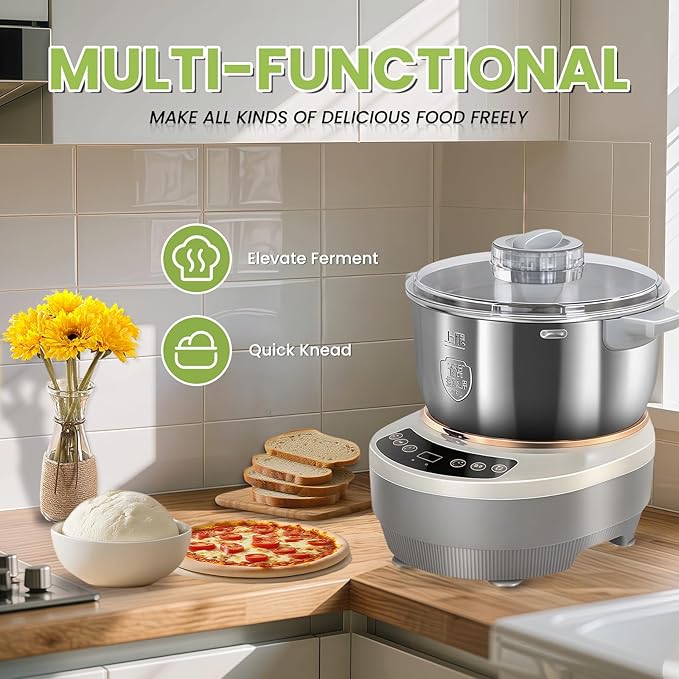 7L/7.37qt Dough Maker with Ferment Function, Electric Dough Maker, Kitchen bread kneading machine pizza dough maker, for Bread Pizza Dumpling Dough (7L)