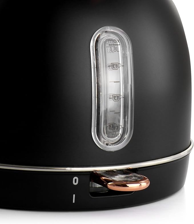 MegaChef 1.8 Quarts Half Circle Electric Tea Kettle in Matte Black