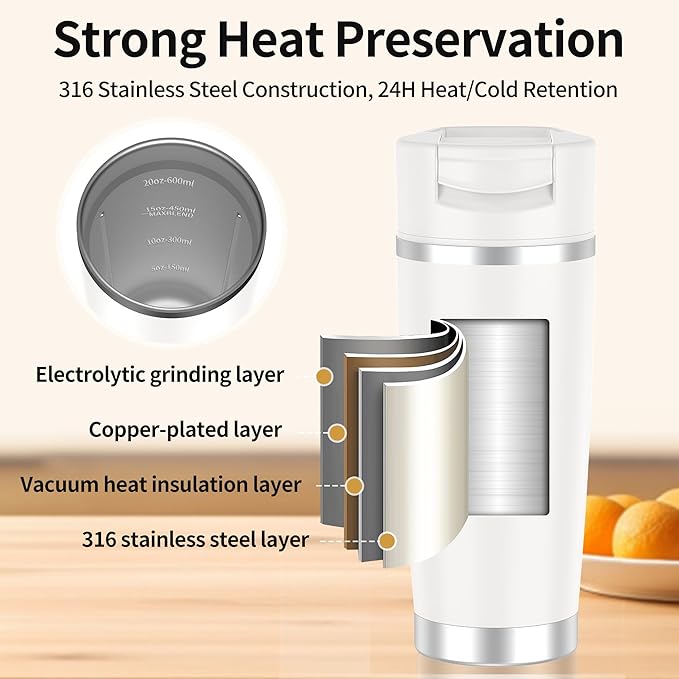Portable Blender for Mothers Day Gift Smoothies&Shakes 24oz Insulated Cup Cordless, Personal Licuadora Portatil With Stainless Steel, USB-C Rechargeable, BPA Free, Ideal Gift for Men Women