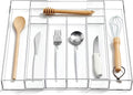 Teenyyou 1 Pack Expandable Kitchen Drawer Organizer Clear Acrylic Utensil Organizer Adjustable Acrylic Silverware Storage for Drawers Silverware Flatware Knives (12 x 16 Inches,5-7 Compartments)