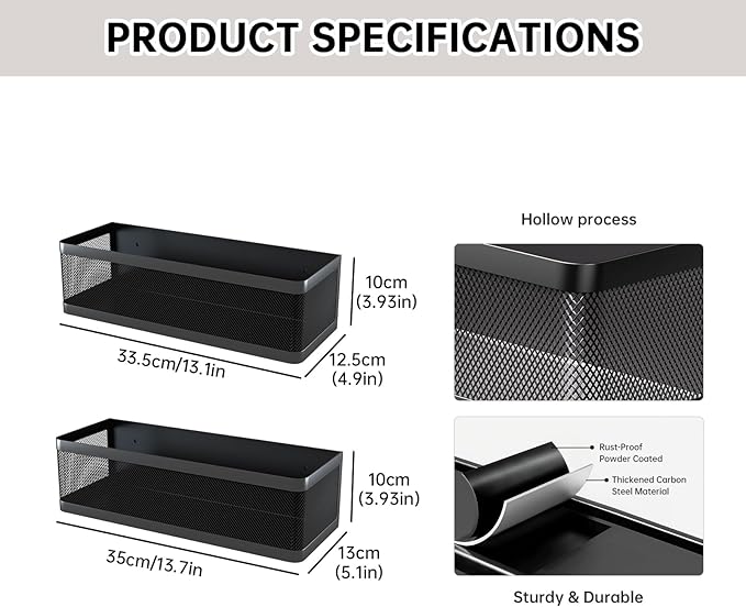 2-Pack Laundry Room Organization, Magnetic Shelves with Tall Guardrails to Prevent Falling - Strong Magnet Organizer for Washing Machine, Refrigerator, Kitchen & Pantry