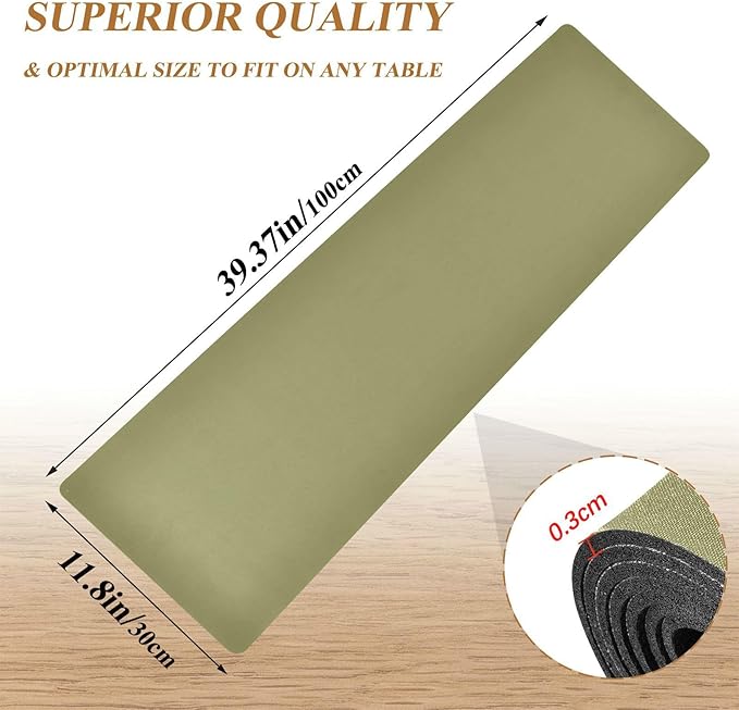 Olive Green Trivet Table Runner for Hot Pots Pans Heat Resistance Pot Holders Anti-Slip Hot Pad Mats 11.8 * 39.4 Inches