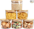 SHOWIN 15oz Glass Food Storage Jars, Glass Jars with Bamboo Lids, Kitchen Storage Jars, Set of 6, Canisters with Airtight Lids for Spice, Coffee, Cookie, Pantry Organizers