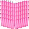Honeydak 60 Pack Tumbler with Straw and Lid Bulk Glitter Plastic Cups Water Bottle Iced Coffee Travel Mug Reusable Party Favor Cups for Birthdays travel 24-27 oz (Hot Pink)
