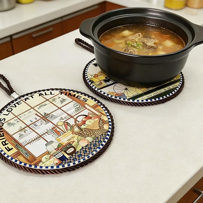 Ceramic trivets, hot Dish mat, hot Pot Holder, Pot Holder, Heating Pads for Decorating tabletops and countertops, can be Hung, Kitchen Decor (Painting)