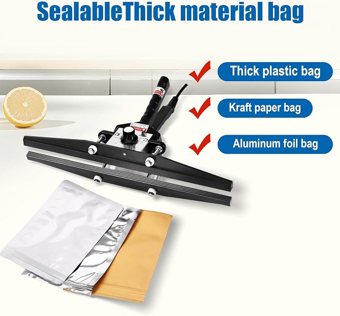Mylar Bag Sealer,Portable Hand held Crimp Heat Sealer for 12 Inch Snack Bags and Food Storage