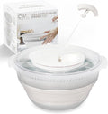 COOK WITH COLOR Collapsible Salad Spinner - 4 QT Space Saving Lettuce Dryer with Folding Collapsible Colander Great for Washing and Drying Fruit and Vegetables (White)