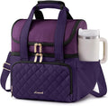 LOVEVOOK Insulated Lunch Bag For Women,X Large Double Deck Adult Lunch Box,Teacher Lunch Tote Bag With Cup Holder,Leakproof Cooler Bag With Adjustable Shoulder Strap For Work Picnic Beach,Larger 24L