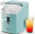 Silonn Nugget Ice Maker Countertop, Chewable Pellet Ice Machine with Self-Cleaning, Portable Pebble Ice Maker with Ice Scoop for Home, Kitchen & Office, Green