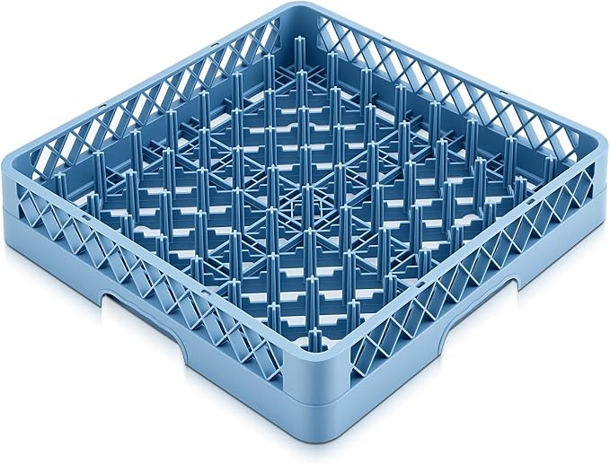 Aurelema Commercial Dishwasher Tray Rack, Commercial Dish Drying Rack, Polypropylene Full Size Flatware Tray for Hotel Canteen Kitchen Restaurant Tableware Plate and Bowl(Peg Dish,Blue,1 Pack)