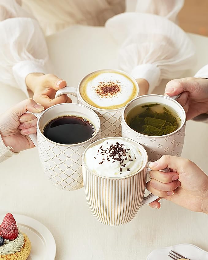 getstar Large Coffee Mugs 18 OZ Set of 4 with Big Handles, Father Day Gifts Ceramic Coffee Mug Microwave and Dishwasher Safe, Coffee Cups Ceramic