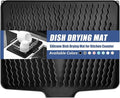 Silicone Dish Drying Mat for Kitchen Counter 15.8" x 13", Heat-resistant Dish Dryer Mat with Built-in Drain Lip ,Drain Pad Protects Surfaces Prevents Water Build UP (Black -1pcs)