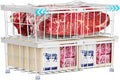 iSPECLE 2 Pack Freezer Organizer Bins - Fit 10 to 20 Cu.Ft Deep Freezer, Expandable Wire Storage Chest Freezer Baskets for Frozen Food, Stackable with Handles, White