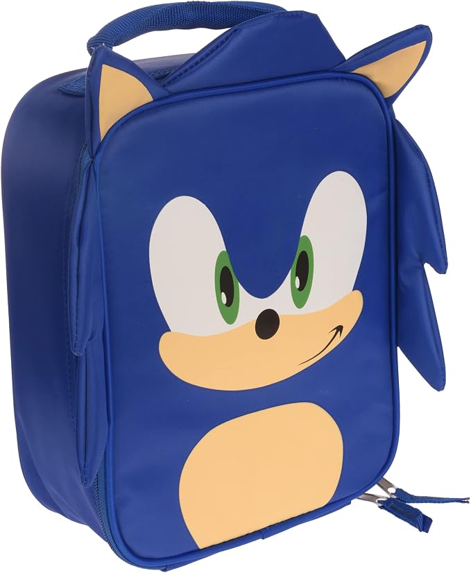 AI ACCESSORY INNOVATIONS Sonic The Hedgehog Insulated Lunch Box, Mini Gaming Cooler with 3D Features and Top Padded Handle