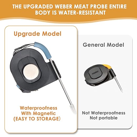 SafBbcue Meat Probe,4-Pack Compatible with Weber Ambient Temperature Probe for Smart iGrill and Connect Smart Grilling Hub Waterproof, Compatible with Weber iGrill 2, iGrill 3 or iGrill Mini