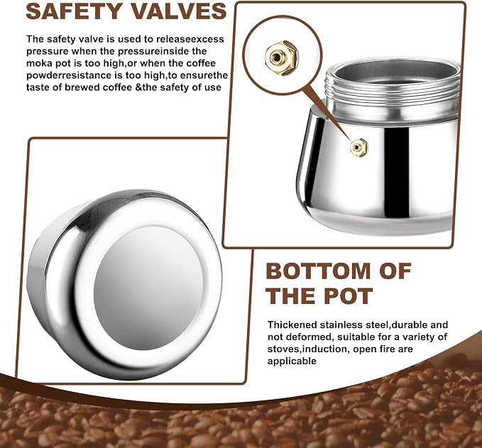 12 Cup Stovetop Espresso Maker Stainless Steel Moka Pot Stove Top Percolator Italian Coffee Makers Capable Mocha Greca Machine Cafe Classic Induction Cookers for Home and Camping 600ml 20oz