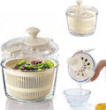 Good Girps 3.2 Qt Glass Salad Spinner Small Vegetable Dryer with Drain Microwave Safe Dishwasher Safe with Transparent Lid Crank Handle Quick Spin Greens Washer for Lettuce Herbs Fruits White