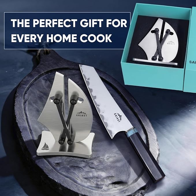 VN3 Professional Knife Sharpener | 3-Action Tungsten Carbide | For Repair, Restoration and Sharpening, Easy to Use, Replacement Blades Included, Soild and Durable, Sailboat Shaped Design