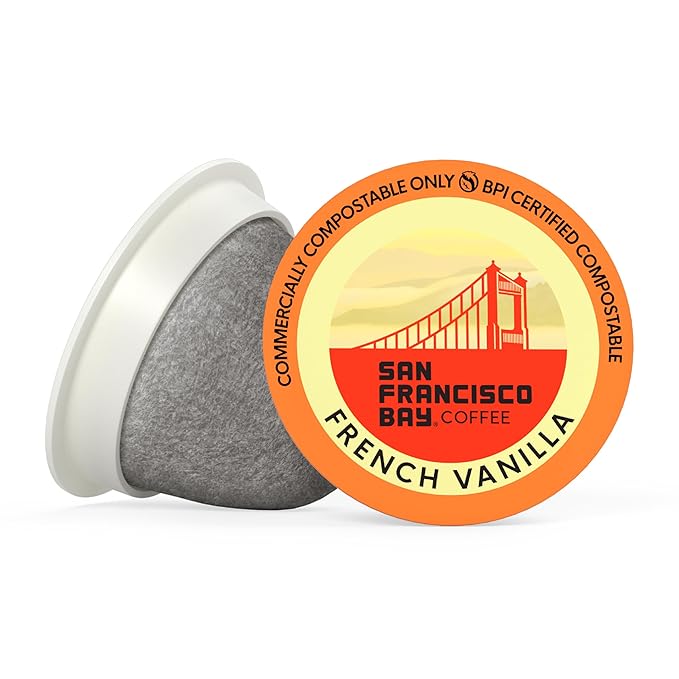 San Francisco Bay K-Cup Coffee Pods, French Vanilla (80 ct), Medium Roast, Commercially Compostable Single-Serve Flavored Coffee Pods