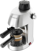 CASABREWS 3.5 Bar 4 Cup Espresso Cappuccino Machine with Milk Frother | Stainless Steel, Milk Frother, Dual Safety Switches, 800W, Compact for Home, Brew Espresso, Latte, Cappuccino, Iced Coffee