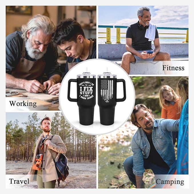 Fathers Day Gift for Dad, Husband, Mechanic Birthday Gifts for Men Him, Maintenance Appreciation Gift 40oz Tumbler, Unique Christmas Gift Ideas for Handyman, Mechanics, Grandpa
