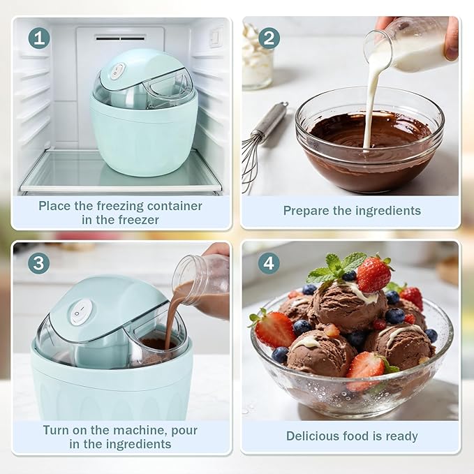 Mini ice Cream Maker, 2026 New DIY Mini Ice Cream Maker,One-Touch Dessert Maker, Single Serving of Gelato, Frozen Yogurt, Compact Electric Makers for Kitchen, Just 15 Minutes